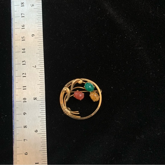 VINTAGE STAMPED MONET SCARAB BROOCH - Picture 3 of 3